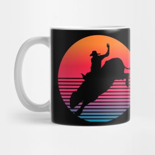 Rodeo Bull rider retro sunset Mug